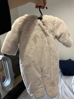 Adorable Plush Baby snowsuit with Animal Hood - Image 1 of 4