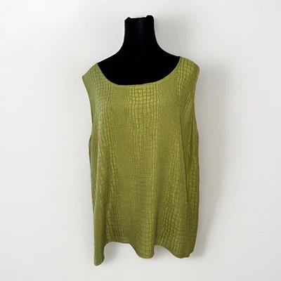 Blusa sin mangas Citron Santa Monica 2X de seda verde para mujer escala serpiente” Foto 1 de 4