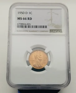 1950-D Lincoln Wheat One Cent NGC MS 66 RD #20317 - Picture 1 of 4