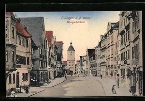 Dillingen a. d. Donau, Ansichtskarte, Königs-Strasse mit Geschäften - Picture 1 of 2