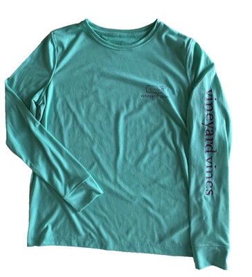 Top de manga larga Vineyard Vines para mujer pequeño rendimiento ballena verde menta púrpura Foto 1 de 4