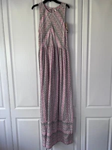 True Craft Maxi Dress Womens Large Pink Mint Sleeveless Sundress Boho Aztec NWT - Picture 1 of 10