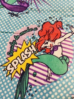 Lightweight Flannel Fabric Disney Little Mermaid Ariel Comics 1 & 1/3 Yard 46 in - Image 1 of 4