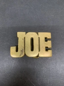 JOE - Nombre Personalizado Vintage bloque letra recorte latón macizo hebilla de cinturón - Imagen 1 de 9