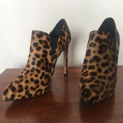 Nine West Leopard Animal Leather Platform Stiletto Heel Boot Shoes Sz 8.5 39 - Image 1 of 4