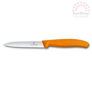 100% Genuine! VICTORINOX Swiss Made Classic 10cm Serrated Vegetable Knife Orange - Picture 1 of 2
