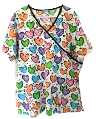 Dream Crest Cheery Hearts Scrub Top-3X, multicolor - Image 1 of 4