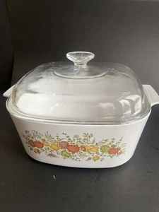 Vintage Corning Ware Baking Dish With Pyrex Clear Lid Spice of Life A-5-B 5 L - Picture 1 of 4