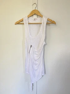 Sadie Top Size 10 White Drape With Zip 100% Linen - Picture 1 of 5