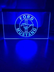 FORD MUSTANG NEW LED NEON BLUE LIGHT SIGN 8x12 - Picture 1 of 3