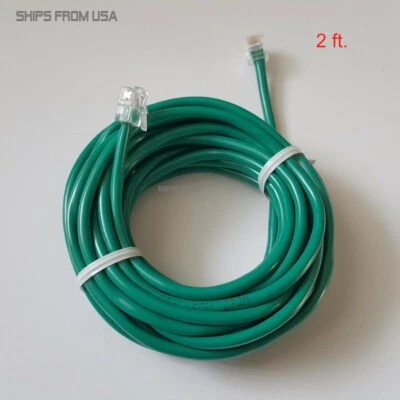 Lot of 3 - 2ft. RJ11 RJ12 CAT5e Green DSL Cable For Centurylink, At&T, etc - Image 1 of 2