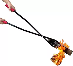 40-Inch Fire Log Tongs Firewood Grabber,Wrought Iron Large Fire Pit Tool Outd... - Picture 1 of 8