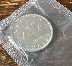 1962 Canadian Silver Dollar Coins 80% $1 PL Cellophane - Picture 1 of 4