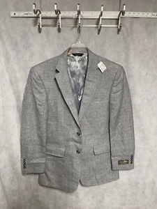 NWT Jos A Bank Blazer Men's 39R Gray Linen Wool 2B Flannel Textured Coat Luxury - Picture 1 of 13