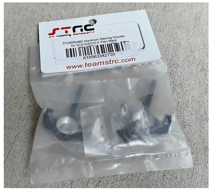 STRC Aluminum Steering Knuckles for Axial AX10 / SCX10 STA80004BK 1pr Black NIB - Image 1 of 1
