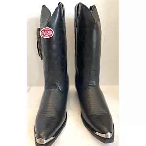 Laredo Atlanta Lizard Black Leather Western Men’s Boots #68085 Size 13 EW NWOB - Picture 1 of 13