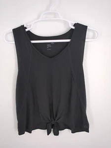 Gap Fit Breathe Womens Tank Top Medium V-Neck Knot-Front Black Stretch Relaxed - Picture 1 of 6