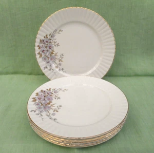 6 Royal Stafford bone china dinner plates -25 cm (10") d'r - pink & mauve floral - Picture 1 of 3