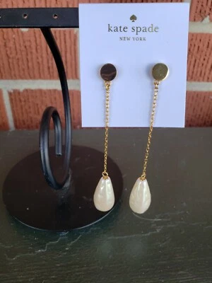 Kate Spade - Estándar de Oro - Pendientes Lineales de Perlas - Crema Multi - Nuevos con Etiquetas - $68 b60 Foto 1 de 4
