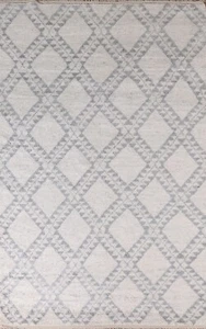 Diamond Ivory/ Gray Moroccan Oriental Area Rug 6'x9' Wool Hand-knotted Carpet - Picture 1 of 12