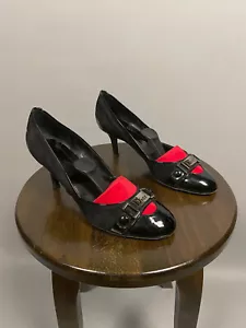 Christian Dior décolleté nere grandi logo metallo pelle scamosciata tacco EU 38 US 7 UK 5 - Foto 1 di 12
