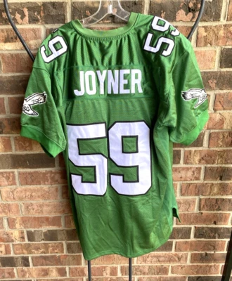 NFL Philadelphia Eagle Seth Joyner 59 Mitchell Ness Verde JB Parche Camiseta Hombres 52 Foto 1 de 4