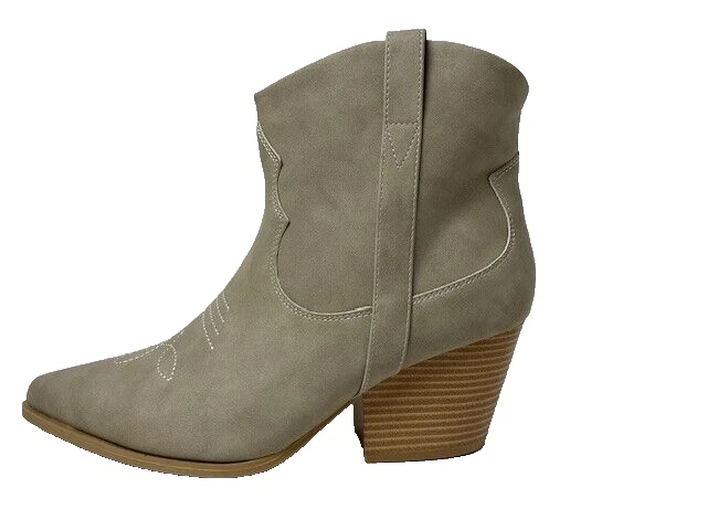 Женский размер 10 М Qupid Western ковбой ботильоны туфли серо-бежевый - Изображение 1 из 4