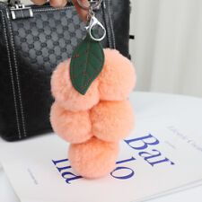 Real Rabbit Fur Grape Bag Charm Fur Ball Keyring Pompom Bag Purse Furry Pendant