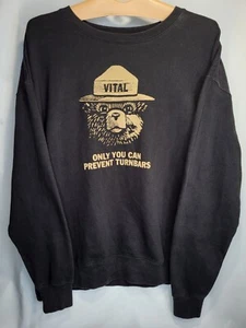 Vital MTB Black Large Mens "Only You Can Prevent Turnbars" Smokey Bear Sweater - Picture 1 of 4