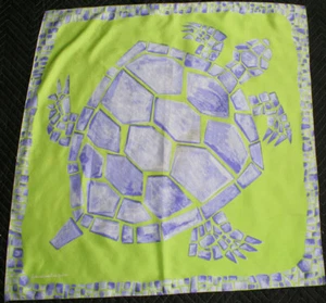 Vintage PAULINE TRIGERE Turtle Tile Mosaic Silk Scarf   - Picture 1 of 5