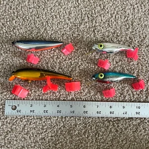 Vintage Original Bass Fishing Lures Medium Silver Blue Orange - Set of 4 - Picture 1 of 13