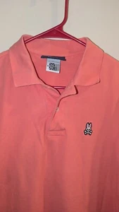 Psycho Bunny Polo Shirt Mens Size 6 Coral Skull Crossbones Short Sleeve  - Picture 1 of 17
