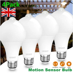 4Pcs PIR Motion Sensor/E27 B22 LED.Smart Bulb Globe Auto ON/OFF Energy Saving UK - Picture 1 of 18