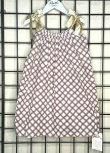 NEW NWT Tan/Purple/Rust Plaid Double Shoulder Tie Dress-Bouton Kids-PLUSH 6/7Y  - Picture 1 of 8