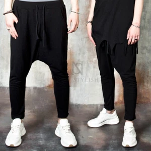 NewStylish Drop Crotch Banded Black Baggy Pants - Bild 1 von 12