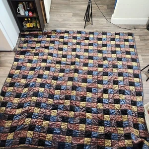 Smith and Johnson Quilted Look Multi Colors Heavy-duty Blanket 84" x 84" Cotton - Picture 1 of 22