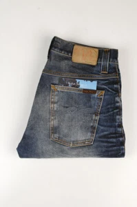 Pantalones de mezclilla Nudie 33627 Average Joe usados recubiertos de negro azules talla 30/32 - Imagen 1 de 9
