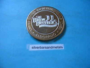 BREW BROTHERS ELDORADO CASINO 999 SILVER GAMING $10 COIN UNIQUE - Picture 1 of 2