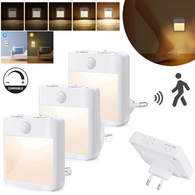 Dimmbar LED Nachtlicht mit Bewegungsmelder Steckdose Nachtlampe Steckdosenlicht - Bild 1 von 4