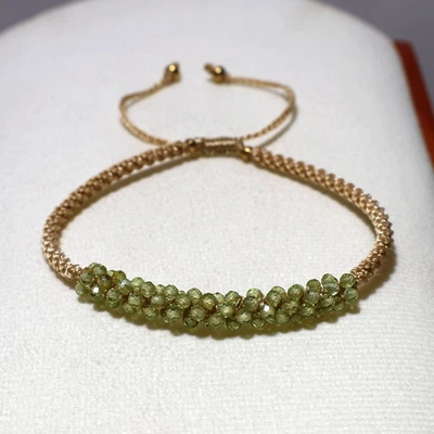 Sunlit Olivine~ Natural Peridot Artisan Made Beaded Macrame Gemstone Bracelet - Image 1 of 4