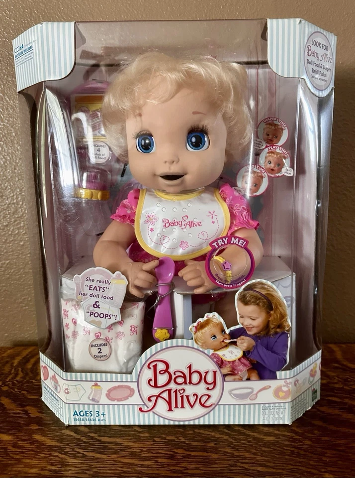 Muñeca rara Hasbro Baby Alive She Really Eats & Poops 2006 nueva en caja 18638 en caja original Foto 1 de 4