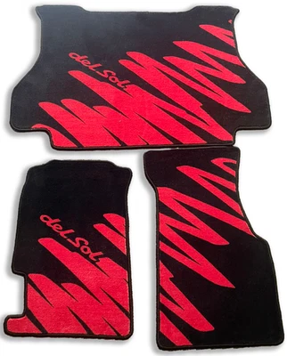 Milano Red Honda Del Sol Zig Zag Mats - 3pc - Front Mats + Trunk - RHD OR LHD - Image 1 of 4