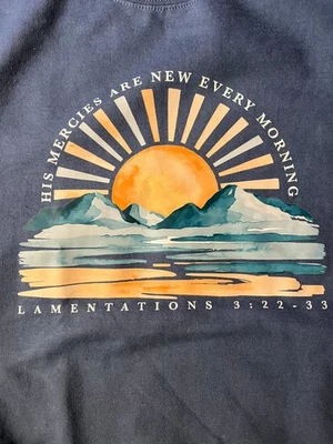 His Mercies Are New Every Morning Christian Sudadera Azul Mujer Talla XL Foto 1 de 2