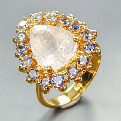 Anillo Vintage Anillo Aguamarina Natural Plata de Ley 925 Talla 8/R448135 Foto 1 de 4