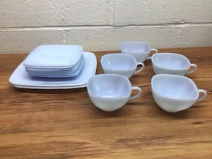 Fire King Azurite Charm Square 14- Pc. Set, 2 8.25" Plates, Cups & Saucers EXC - Picture 1 of 16