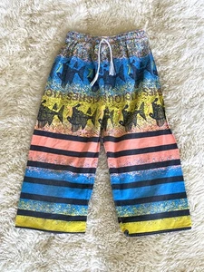 Vintage RARE 80s 90S Graphic Print LONG Board Shorts Summer Beach Trunks L 16/18 - Picture 1 of 3