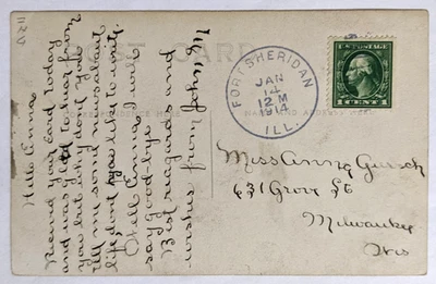 Ft. Sheridan, IL--Ms. Giersch, Milwaukee, WI/Likely a Grunt/PC of Gun/1-C./1914! - Image 1 of 2