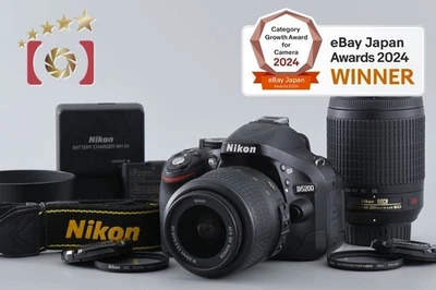 Nikon D5200 Black 24.1 MP Digital SLR Camera 18-55 55-200 Lenses [Very Good] - Image 1 of 4