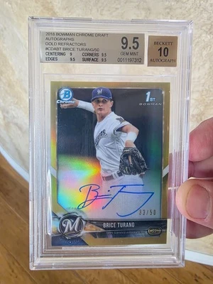 2018 Bowman Chrome Brice Turang 1st Bowman Auto Gold #/50 BGS 9.5/10 💎 - Image 1 of 2