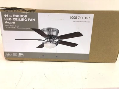 Hugger 44 in. LED Indoor Brushed Nickel Ceiling Fan with Light Kit - Image 1 of 3